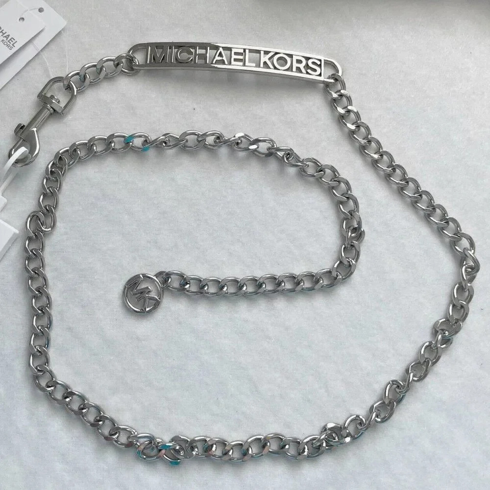 Michael Michael Kors 556220C Women's Silver Stainless Steel Chain Belt